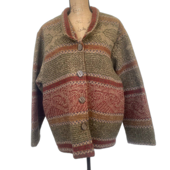 Coldwater‎ Creek Womens Tapestry Jacket Wool Blend Earthy Fall Tones Size XL - Picture 1 of 4
